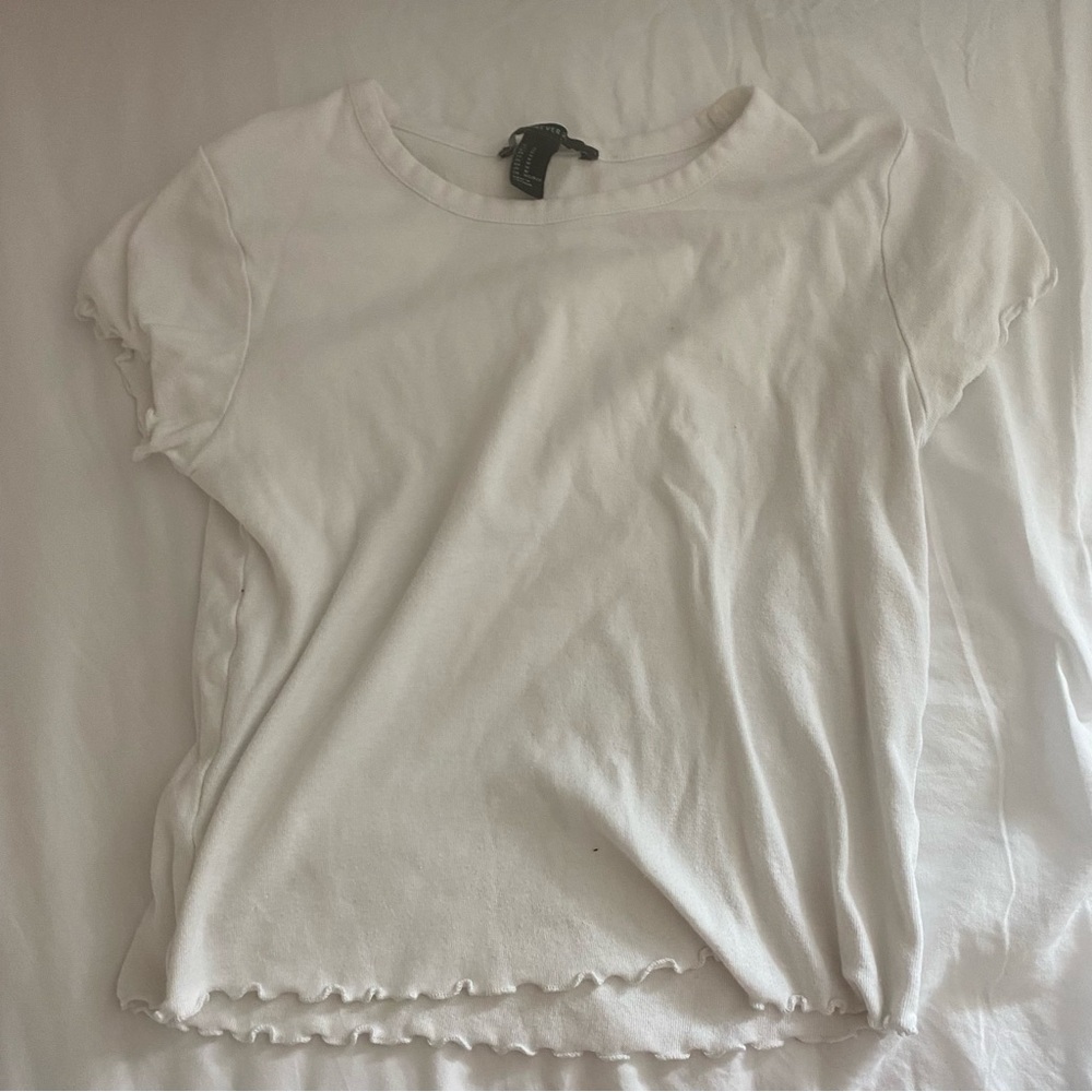 forever 21 white ruffle shirt